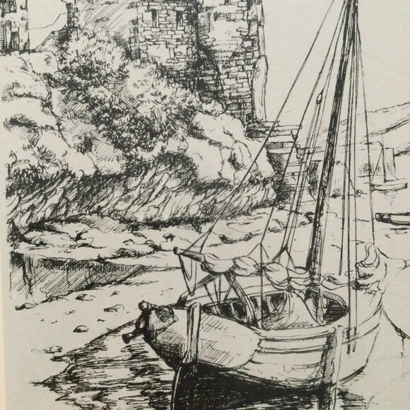 Vintage etching ? Print with wood frame Le Dayon by Michel Furet - Picture 5 of 6